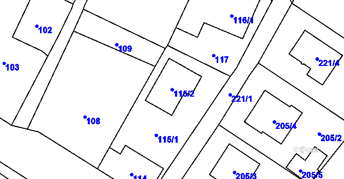 Parcela st. 115/2 v KÚ Dobrá u Frýdku-Místku, Katastrální mapa