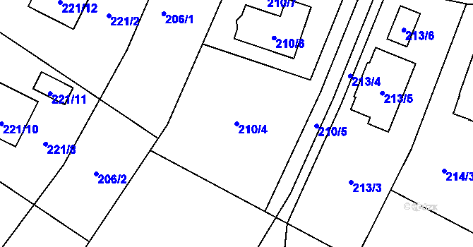 Parcela st. 210/4 v KÚ Dobrá u Frýdku-Místku, Katastrální mapa