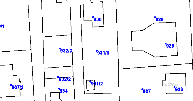 Parcela st. 931/1 v KÚ Dobrá u Frýdku-Místku, Katastrální mapa