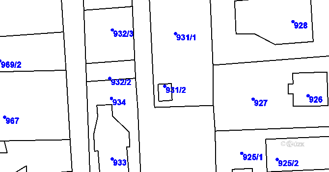 Parcela st. 931/2 v KÚ Dobrá u Frýdku-Místku, Katastrální mapa