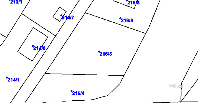 Parcela st. 216/3 v KÚ Dobrá u Frýdku-Místku, Katastrální mapa
