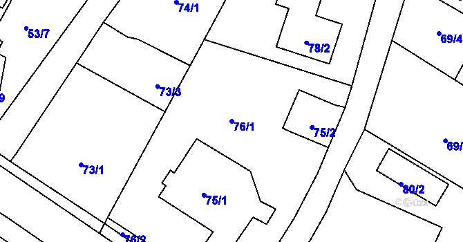 Parcela st. 76/1 v KÚ Dobrá u Frýdku-Místku, Katastrální mapa