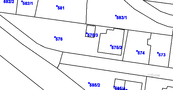 Parcela st. 575/1 v KÚ Dobrá u Frýdku-Místku, Katastrální mapa