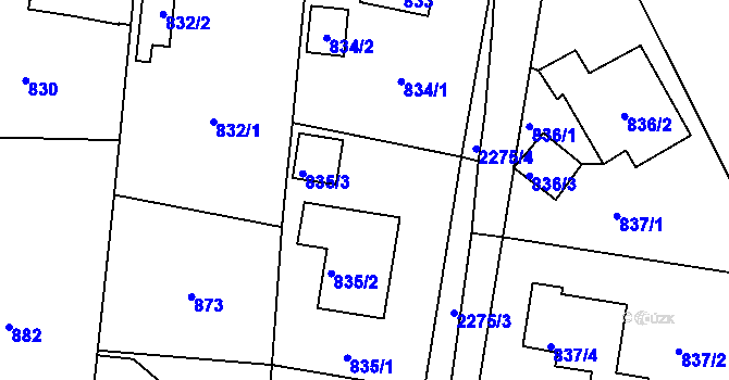 Parcela st. 835/4 v KÚ Dobrá u Frýdku-Místku, Katastrální mapa