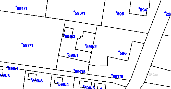 Parcela st. 598/2 v KÚ Dobrá u Frýdku-Místku, Katastrální mapa