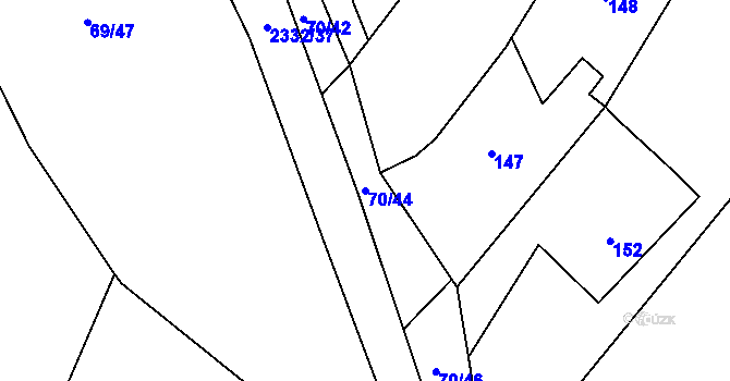 Parcela st. 70/44 v KÚ Dobrá u Frýdku-Místku, Katastrální mapa