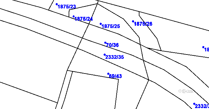 Parcela st. 2332/35 v KÚ Dobrá u Frýdku-Místku, Katastrální mapa