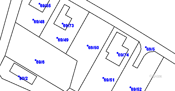 Parcela st. 69/50 v KÚ Dobrá u Frýdku-Místku, Katastrální mapa