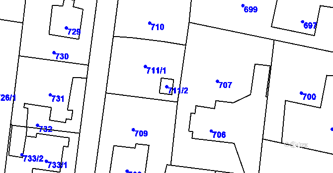 Parcela st. 711/2 v KÚ Dobrá u Frýdku-Místku, Katastrální mapa