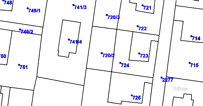 Parcela st. 720/2 v KÚ Dobrá u Frýdku-Místku, Katastrální mapa