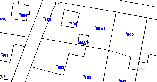 Parcela st. 605/2 v KÚ Dobrá u Frýdku-Místku, Katastrální mapa