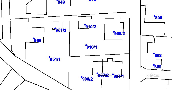 Parcela st. 910/1 v KÚ Dobrá u Frýdku-Místku, Katastrální mapa