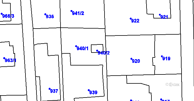 Parcela st. 940/2 v KÚ Dobrá u Frýdku-Místku, Katastrální mapa