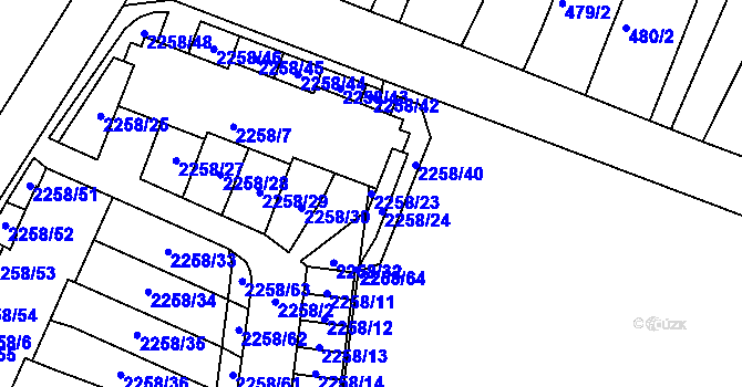 Parcela st. 2258/23 v KÚ Dobrá u Frýdku-Místku, Katastrální mapa