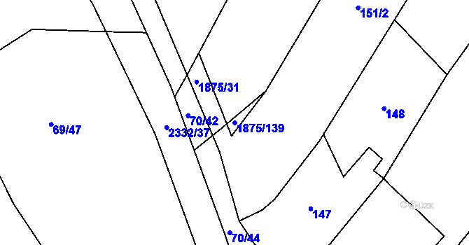 Parcela st. 1875/139 v KÚ Dobrá u Frýdku-Místku, Katastrální mapa