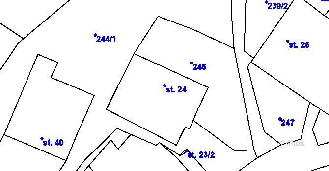 Parcela st. 24 v KÚ Dobrá Voda u Pelhřimova, Katastrální mapa