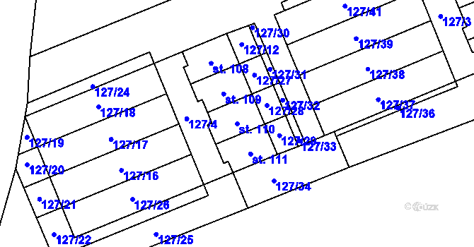 Parcela st. 110 v KÚ Dobrá Voda u Pelhřimova, Katastrální mapa