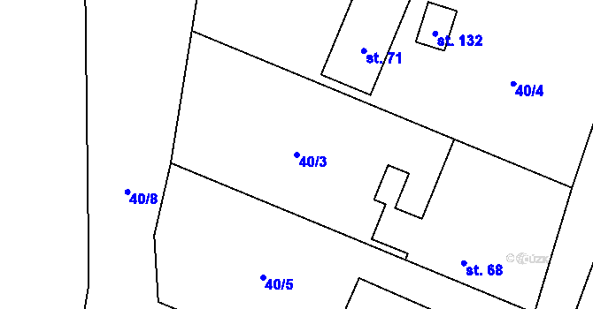 Parcela st. 40/3 v KÚ Dobrá Voda u Pelhřimova, Katastrální mapa