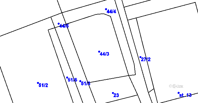Parcela st. 44/3 v KÚ Dobrá Voda u Pelhřimova, Katastrální mapa