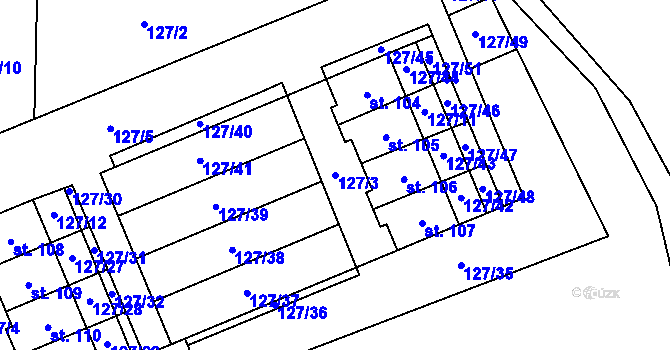 Parcela st. 127/3 v KÚ Dobrá Voda u Pelhřimova, Katastrální mapa