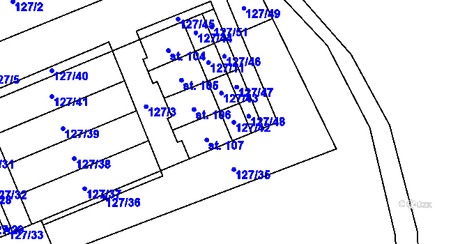 Parcela st. 127/42 v KÚ Dobrá Voda u Pelhřimova, Katastrální mapa
