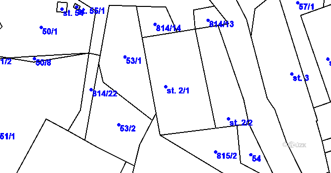 Parcela st. 2/1 v KÚ Rohovka, Katastrální mapa