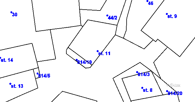 Parcela st. 11 v KÚ Rohovka, Katastrální mapa