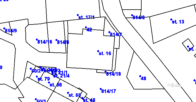 Parcela st. 16 v KÚ Rohovka, Katastrální mapa