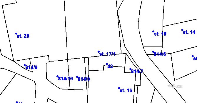 Parcela st. 17/1 v KÚ Rohovka, Katastrální mapa