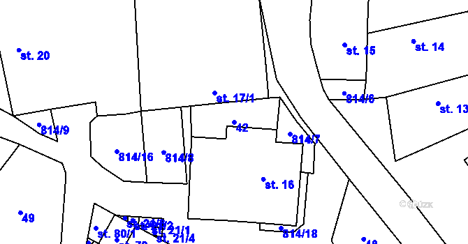 Parcela st. 42 v KÚ Rohovka, Katastrální mapa