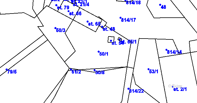 Parcela st. 50/1 v KÚ Rohovka, Katastrální mapa