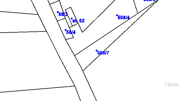 Parcela st. 508/7 v KÚ Rohovka, Katastrální mapa