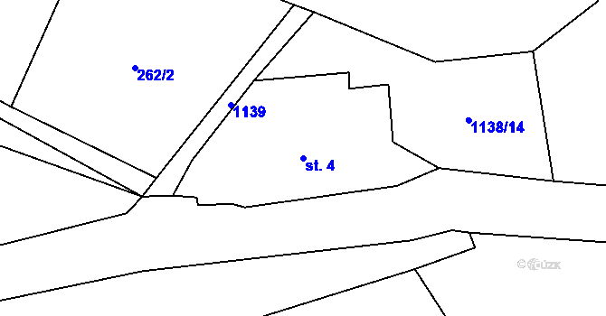 Parcela st. 4 v KÚ Dřevohryzy, Katastrální mapa