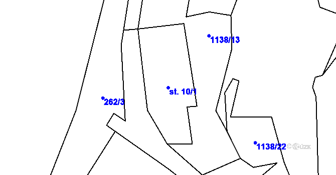 Parcela st. 10/1 v KÚ Dřevohryzy, Katastrální mapa