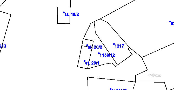 Parcela st. 20/2 v KÚ Dřevohryzy, Katastrální mapa