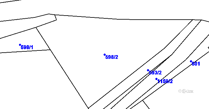 Parcela st. 598/2 v KÚ Dřevohryzy, Katastrální mapa