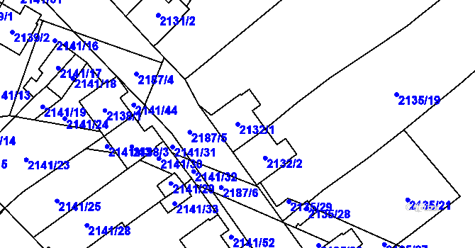 Parcela st. 2132/1 v KÚ Prášily, Katastrální mapa