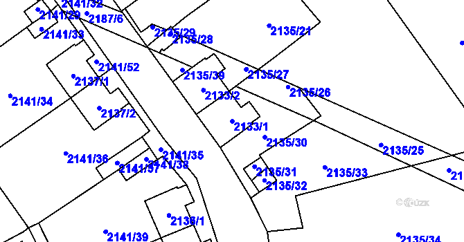 Parcela st. 2133/1 v KÚ Prášily, Katastrální mapa