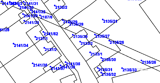 Parcela st. 2133/2 v KÚ Prášily, Katastrální mapa