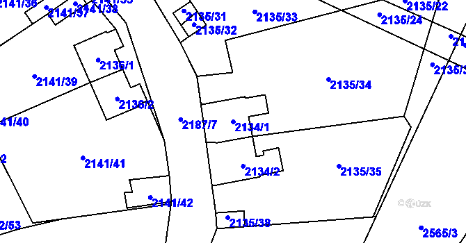 Parcela st. 2134/1 v KÚ Prášily, Katastrální mapa
