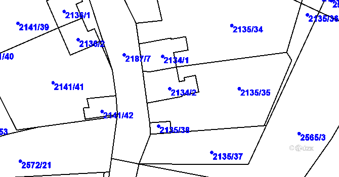 Parcela st. 2134/2 v KÚ Prášily, Katastrální mapa