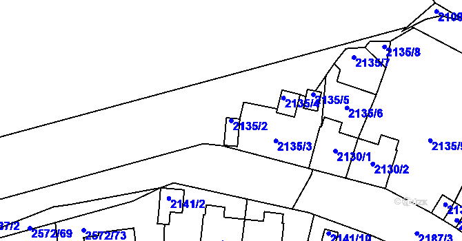 Parcela st. 2135/2 v KÚ Prášily, Katastrální mapa