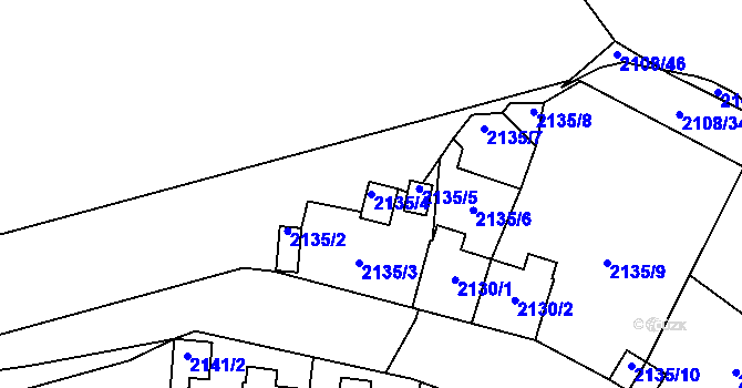 Parcela st. 2135/4 v KÚ Prášily, Katastrální mapa