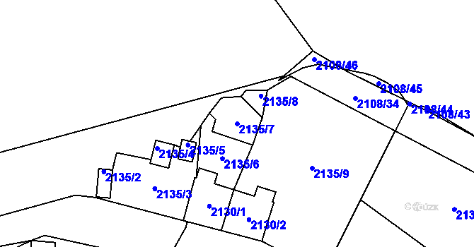 Parcela st. 2135/7 v KÚ Prášily, Katastrální mapa