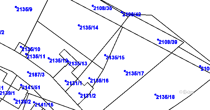 Parcela st. 2135/15 v KÚ Prášily, Katastrální mapa