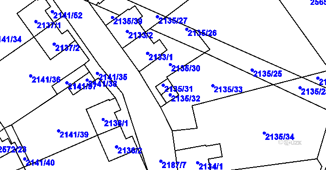 Parcela st. 2135/31 v KÚ Prášily, Katastrální mapa