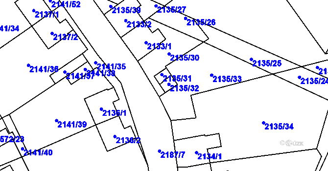 Parcela st. 2135/32 v KÚ Prášily, Katastrální mapa