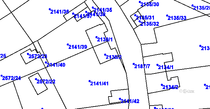 Parcela st. 2136/2 v KÚ Prášily, Katastrální mapa
