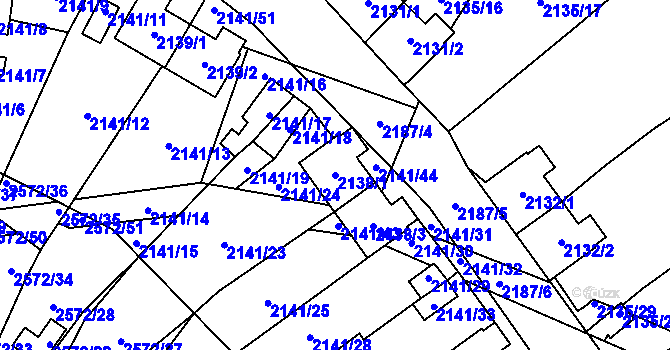 Parcela st. 2138/1 v KÚ Prášily, Katastrální mapa