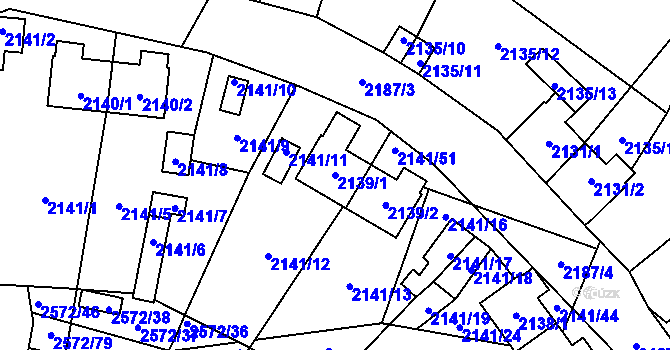 Parcela st. 2139/1 v KÚ Prášily, Katastrální mapa